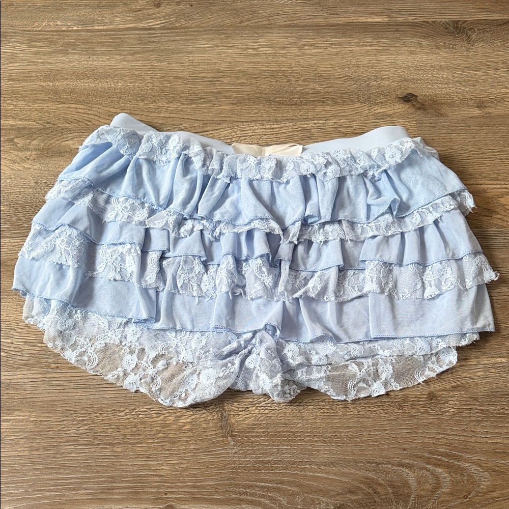 Amazon Essentials Light Blue Ruffle Lace Shorts